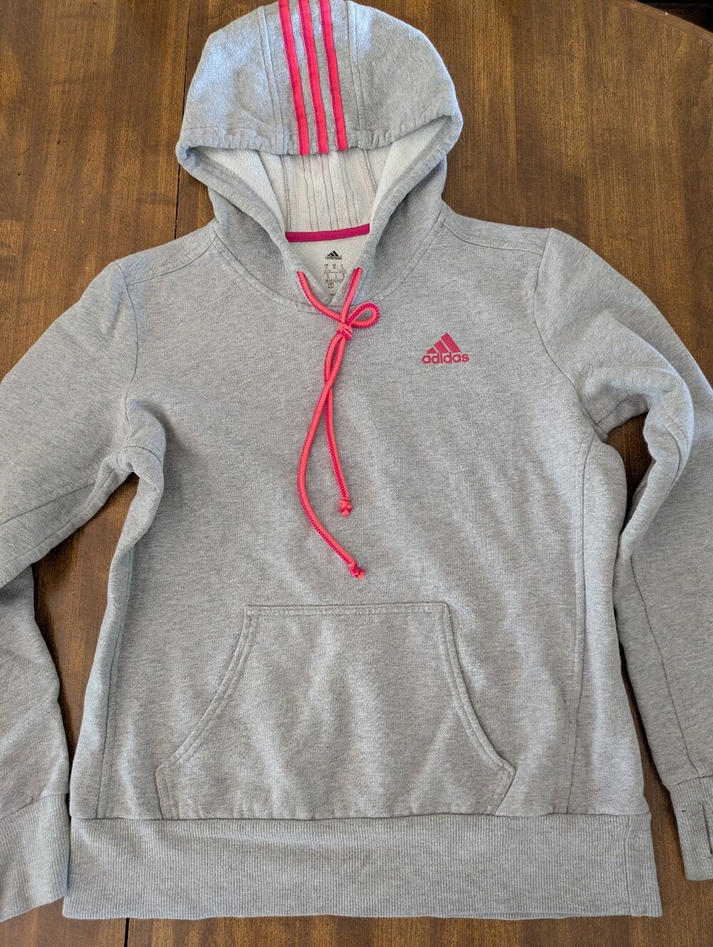 Adidas Gray And Pink Hoodie Medium